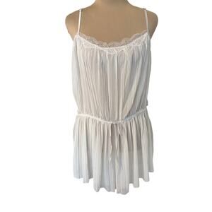 Victoria's Secret Accordion Pleat Lace White Blouson Teddy